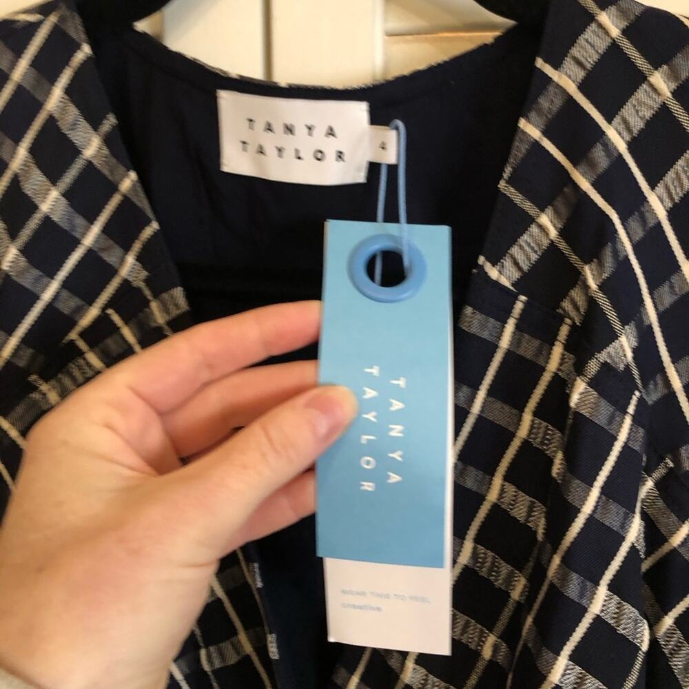 NWT Tanya Taylor Nicola Puff-Sleeve Belted Check Mini Dress - Picture 6 of 10